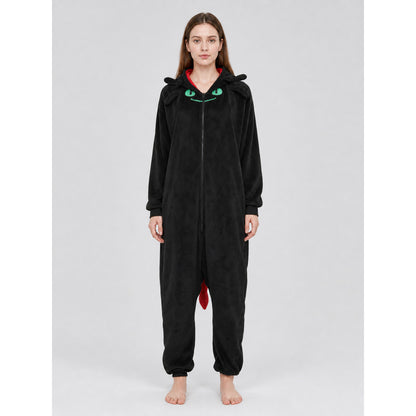 Dragon Kigurumi, Black Hooded Costume front view
