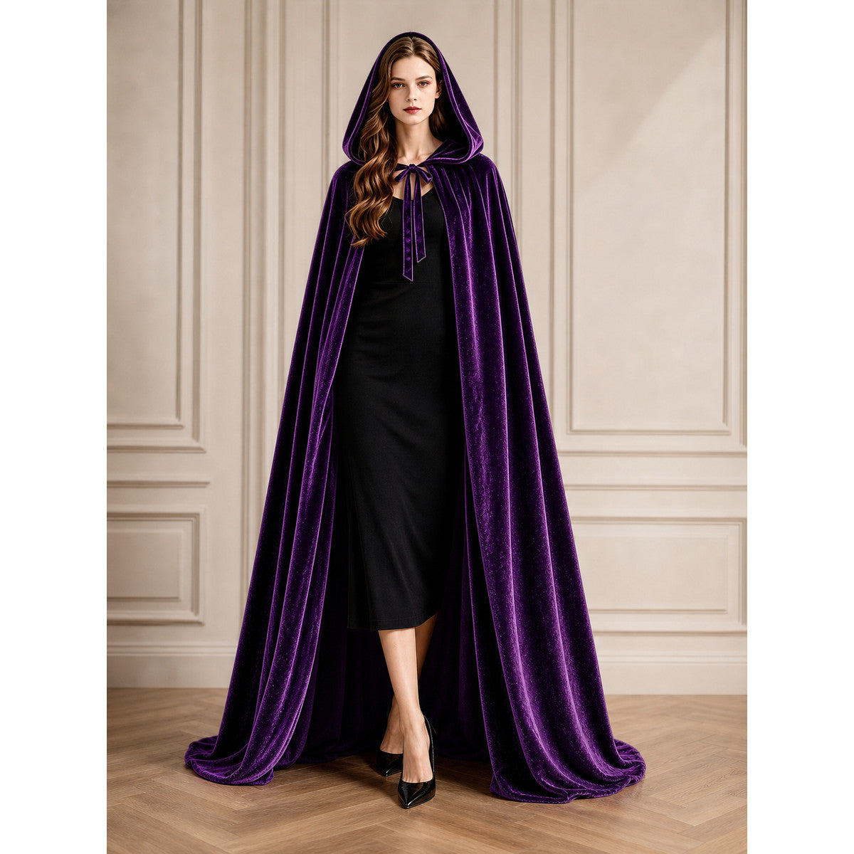Dark Purple Carnival Cape with Hood
