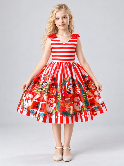 Kids' Holiday Dress with Christmas Print