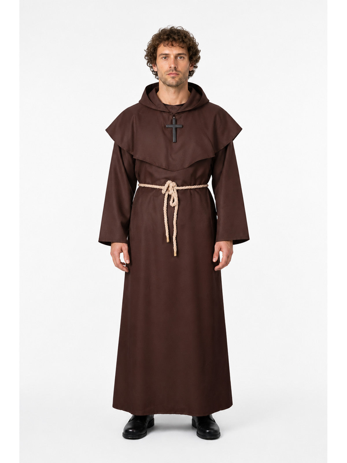 Long Hooded Cassock with Cape and Cross main product view