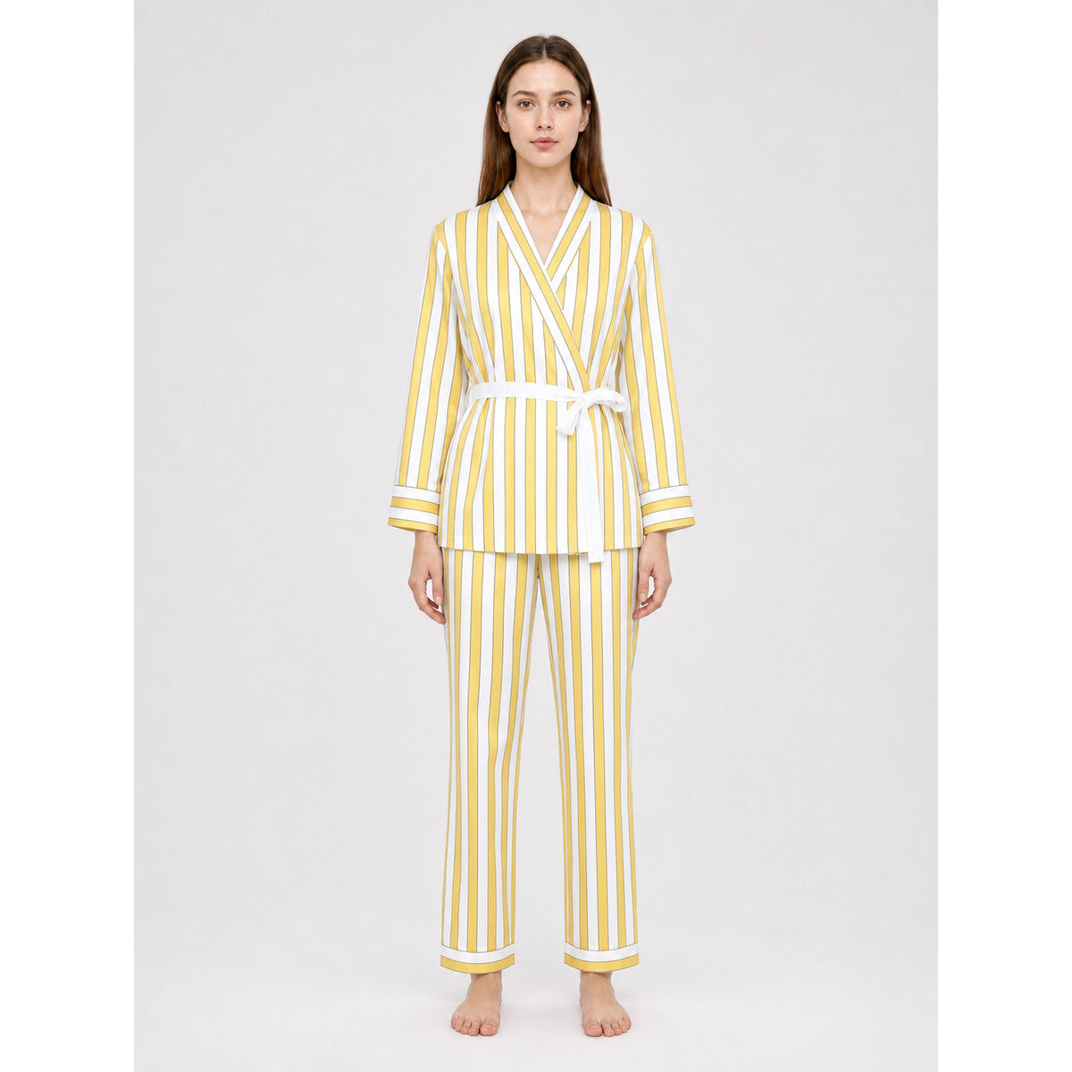 Sanji Wano Cosplay Costume with Striped Jacket on-model view