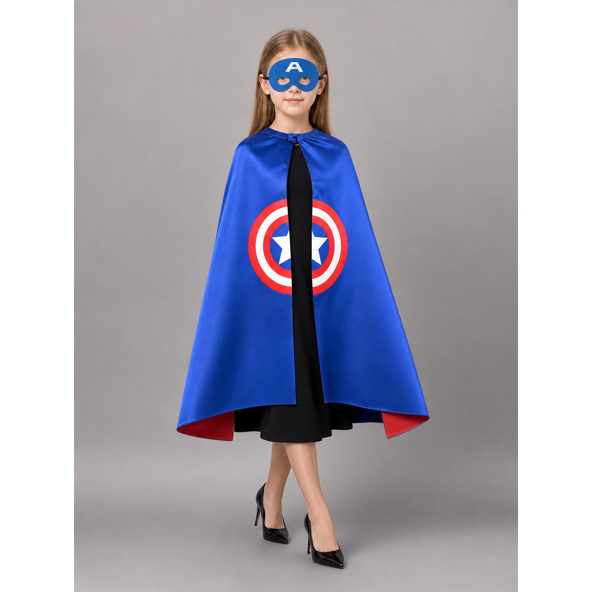 Blue Costume Cape with Superhero Mask