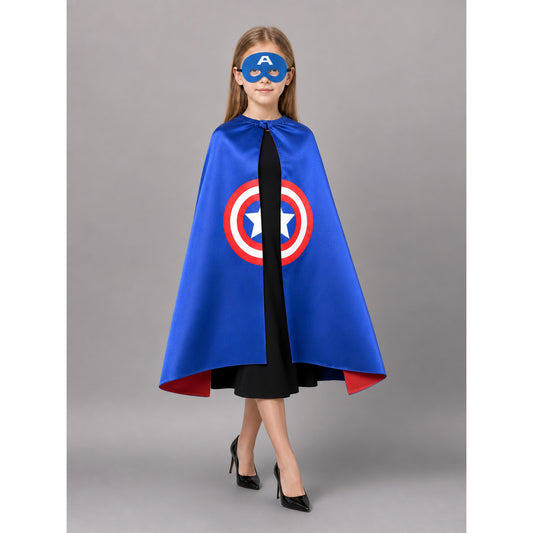 Blue Costume Cape with Superhero Mask