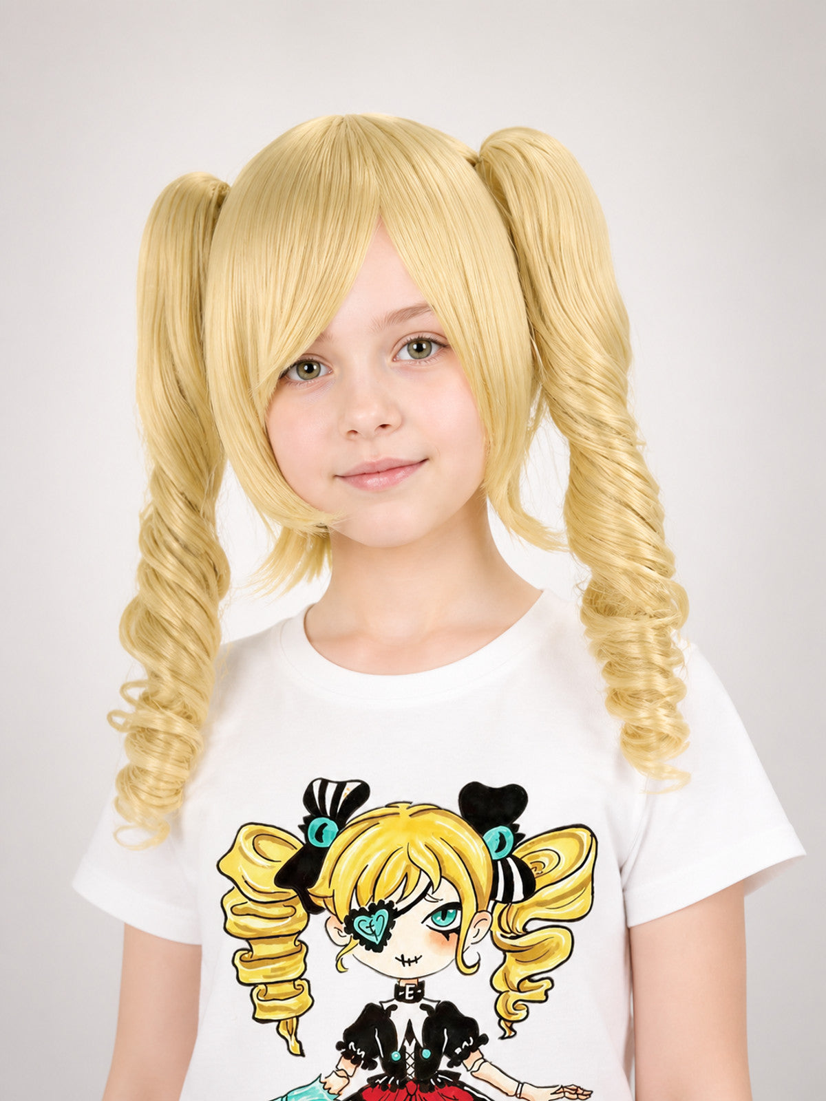 Light Golden Wig for Cosplay with Double Ponytails main product view