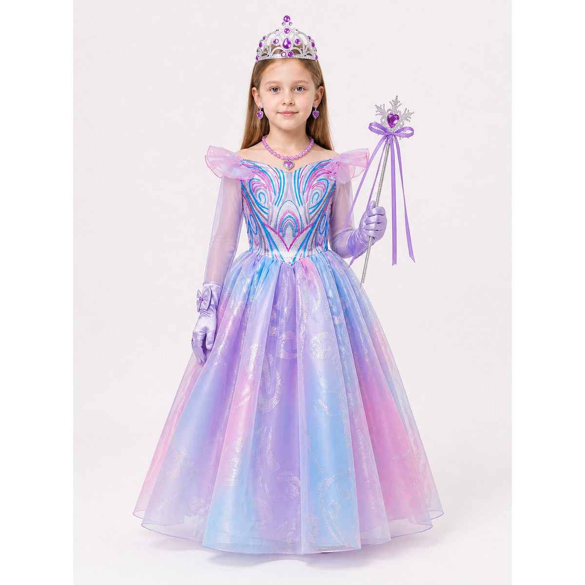 Princess Costume in Purple, Pink, and Blue Tones