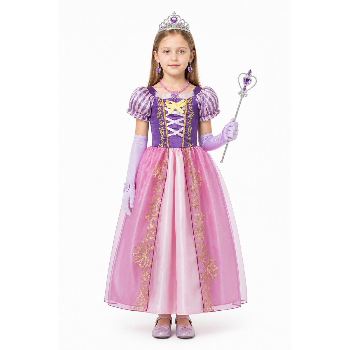 Princess Costume with Crown and Magic Wand main product view