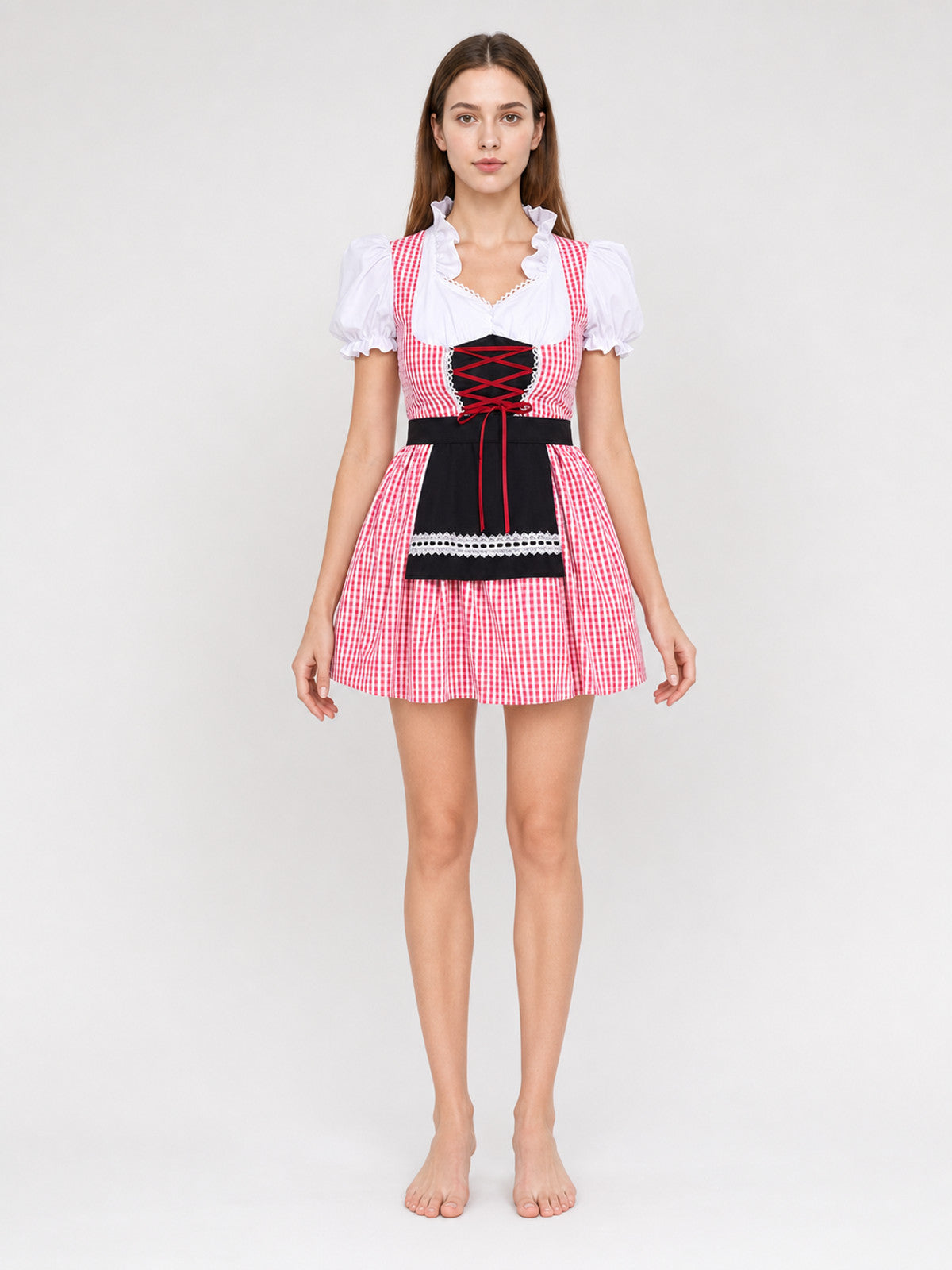Oktoberfest-Style Costume Dress with Apron front view