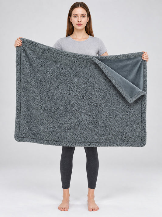 Reversible Pet Blanket, Gray on-model view