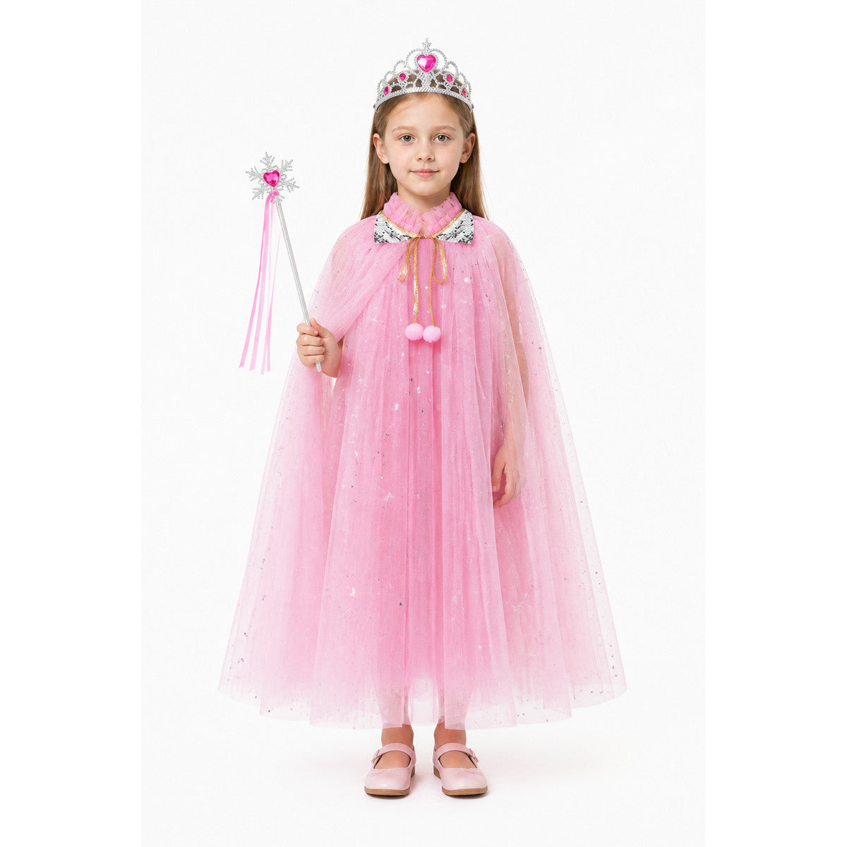 Children's Halloween Cape with Crown and Wand main product view