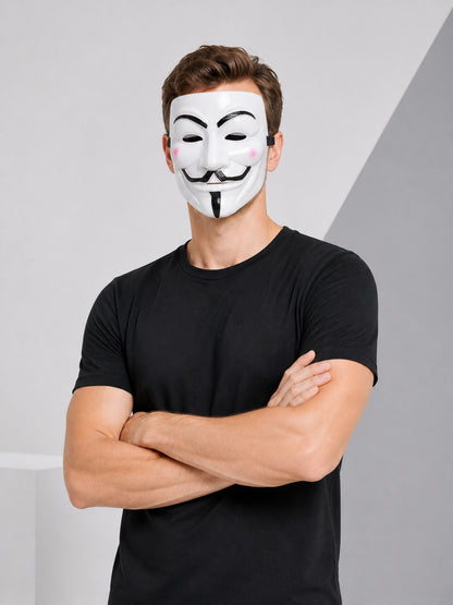 White Carnival Mask with Black and Pink Details