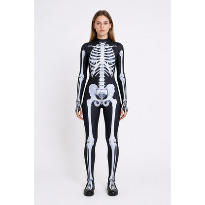 Black Skeleton Jumpsuit with White Print