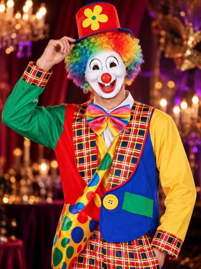 Adult Clown Costume, 4 Pieces, Multicolor