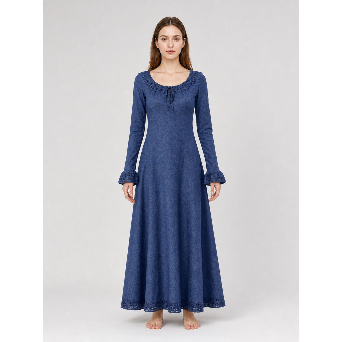 Vintage Long-Sleeve Maxi Dress