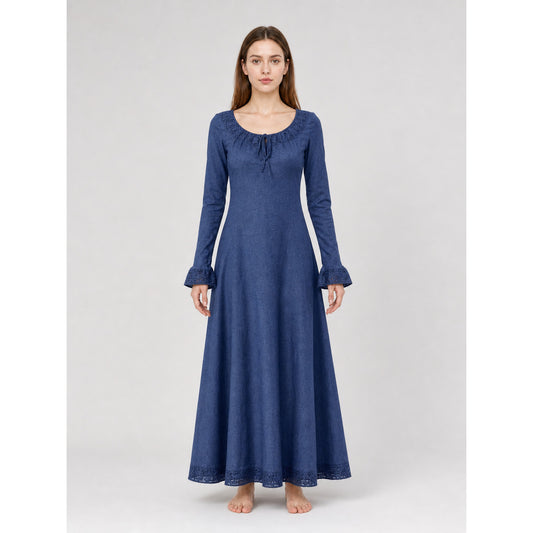 Vintage Long-Sleeve Maxi Dress