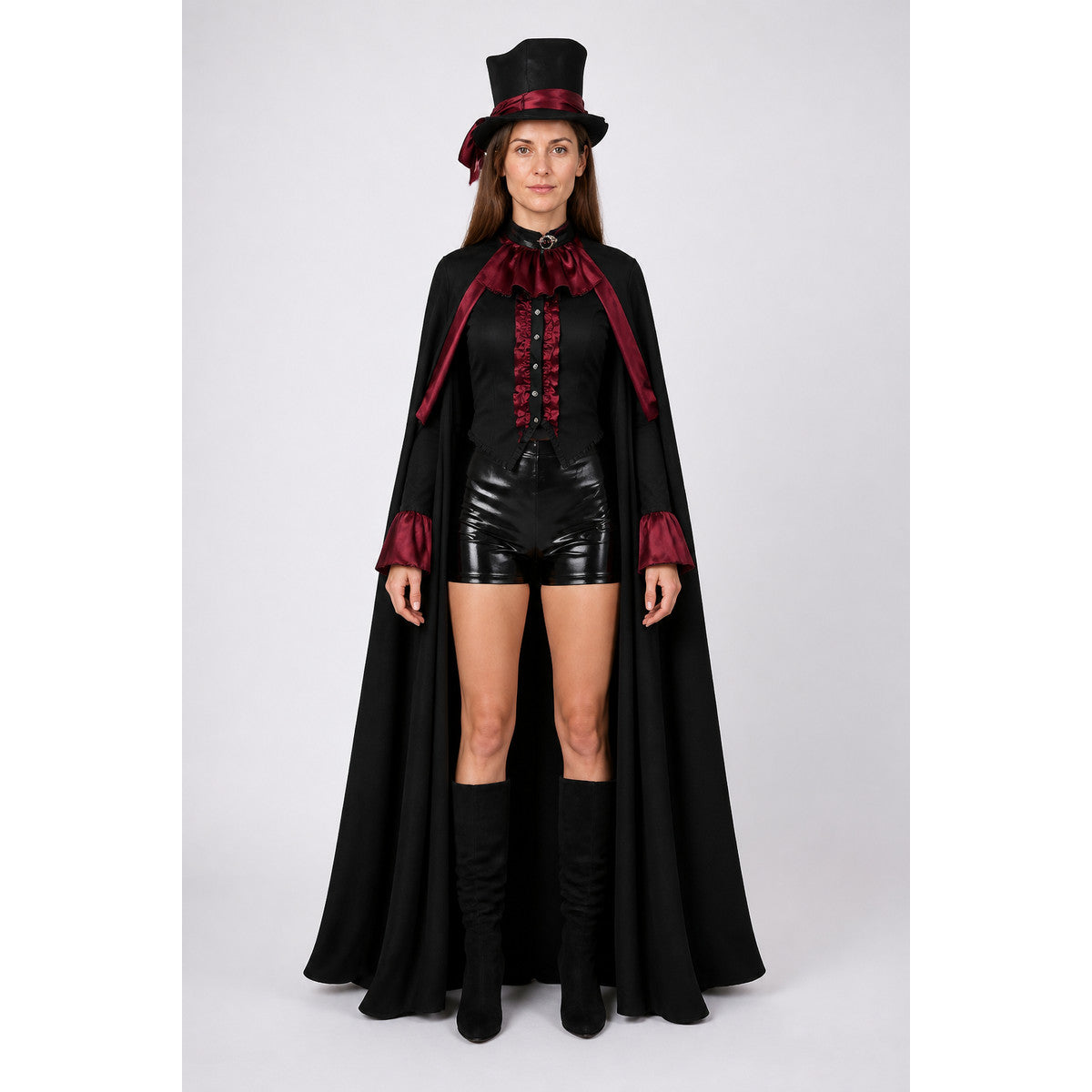 Red and Black Vampire Costume with Cape for Halloween main product view
