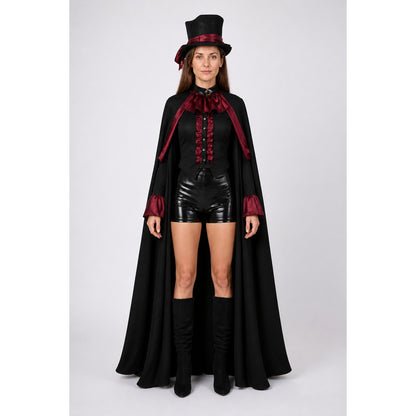 Red and Black Vampire Costume with Cape for Halloween main product view
