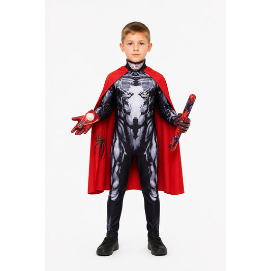 Children’s Black Spider-Man Jumpsuit with Mask main product view