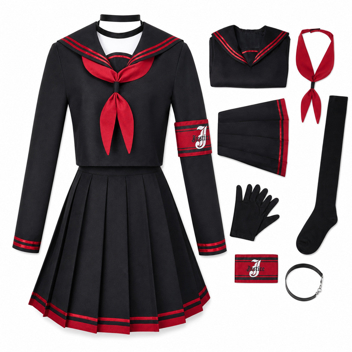 Game Blue Archive Justice Realization Cosplay Anime Nakamasa Ichika Costume Wigs Cute Sailor Dress High School JK Uniform Suit - Color:Costume
