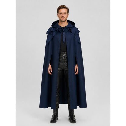 Dark Blue Hooded Cloak of Death for Cosplay on-model view