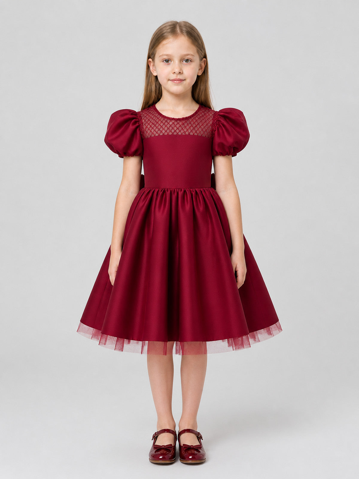 Princess Dress with Full Skirt and Puff Sleeves on-model view