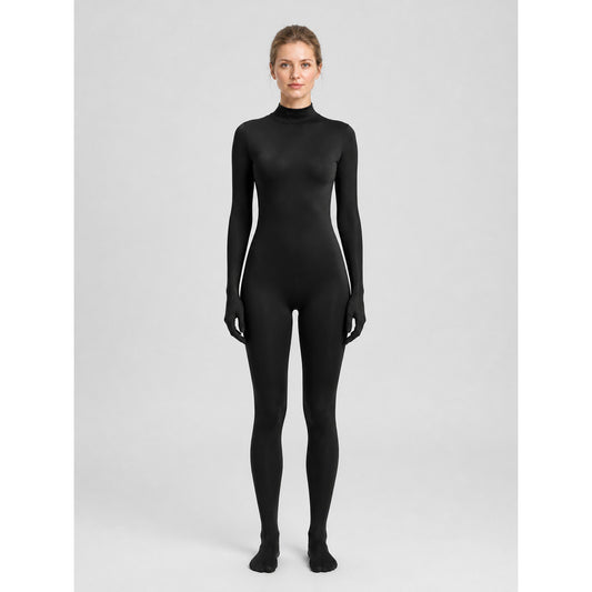 Long-Sleeve Jumpsuit with Gloves and Feet on-model view