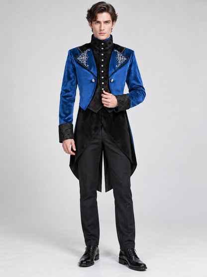 Gothic Tailcoat in Blue with Black Elements and Embroidery