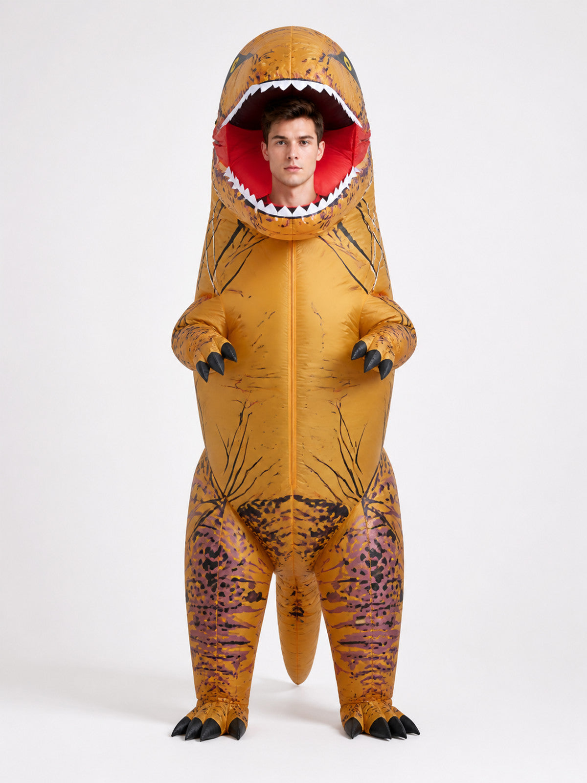 Inflatable Dinosaur Costume with Head, Feet, and Tail front view