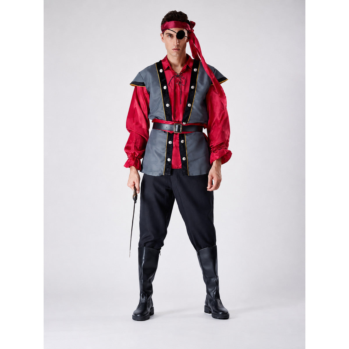Pirate cosplay and Halloween costume with accessories on-model view