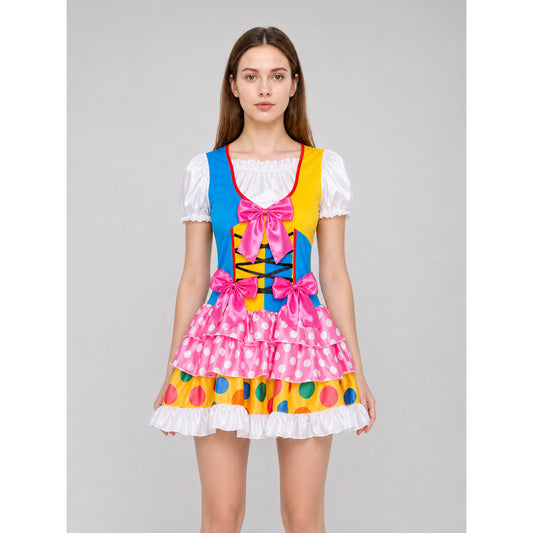 Clown Costume Dress with Ruffles and Bows
