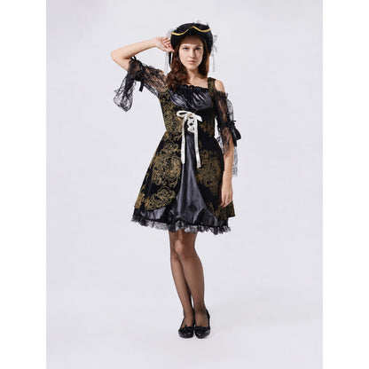 Pirate Costume with Hat and Veil on-model view