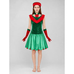 New Year's Elf Costume: Dress, Hat, and Gloves