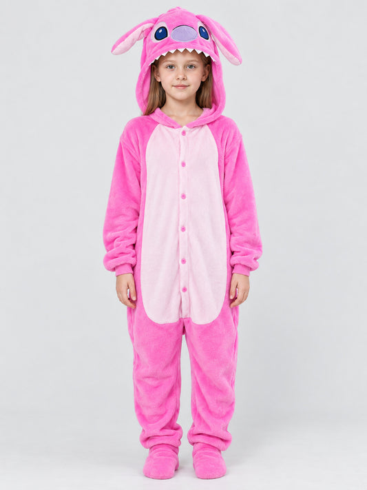 Pink Kigurumi Pajama with Voluminous Hood and Ears