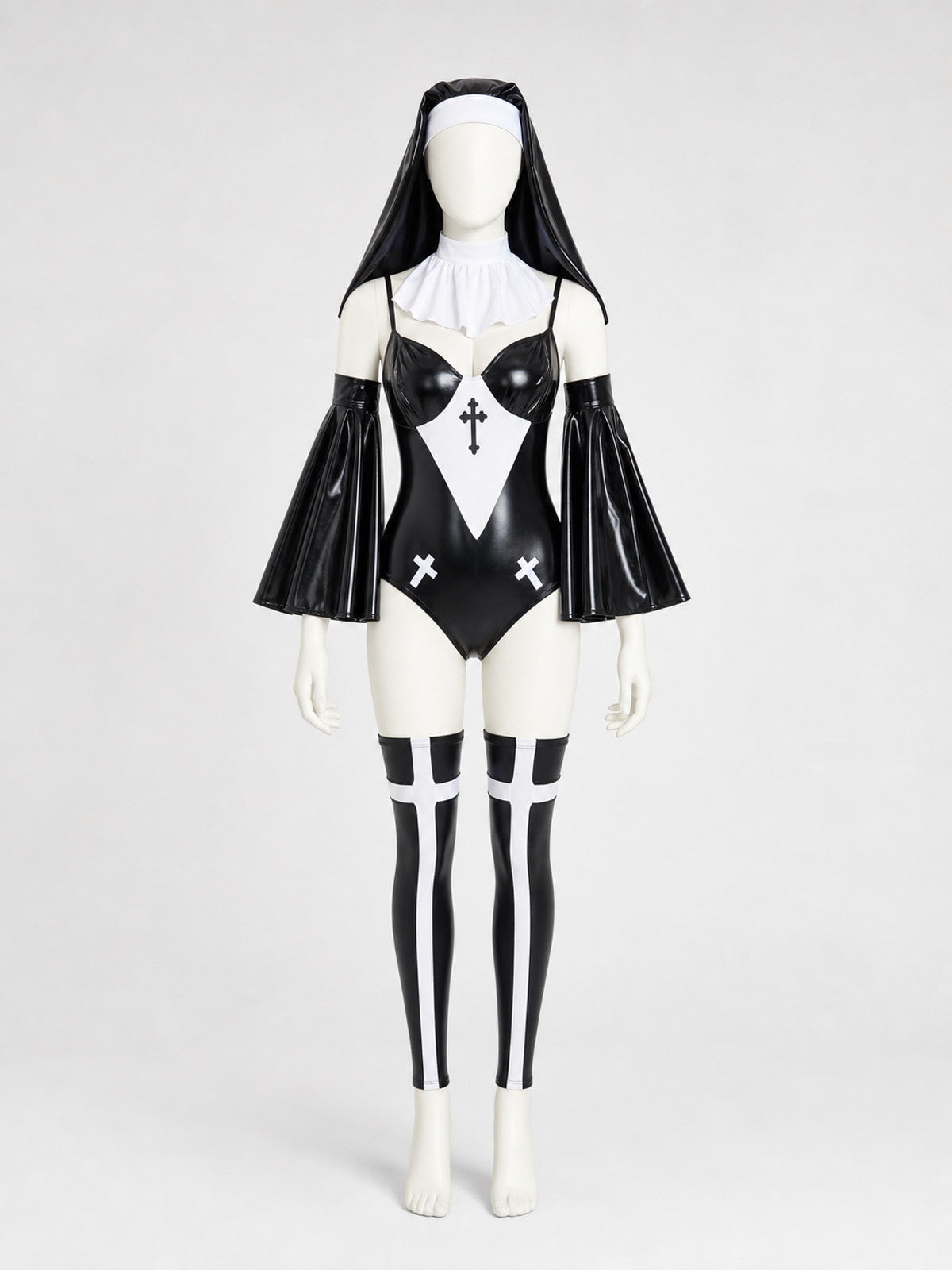 Religious-Style Cosplay Costume with Veil on-model view