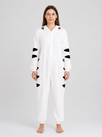 Husky Hooded Flannel Pajama Jumpsuit on-model view