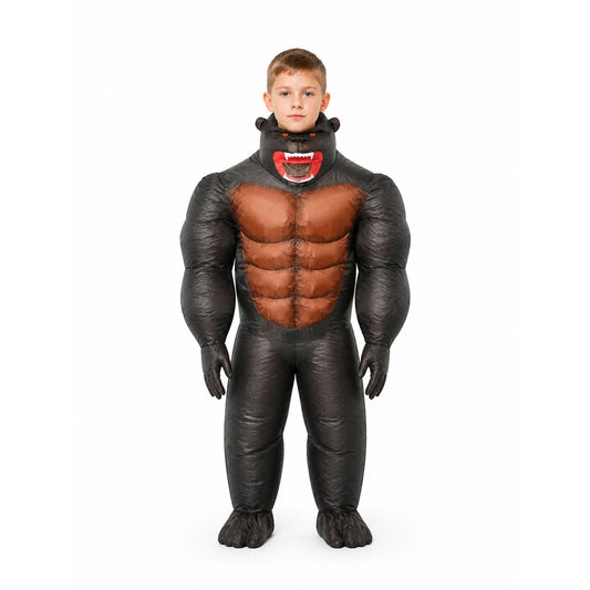 Inflatable Gorilla Costume, Black and Brown, One Size front view