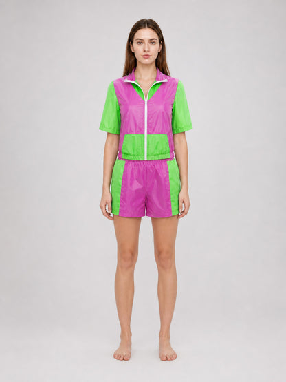 Sports Set with Shorts and Zip-Up Jacket front view