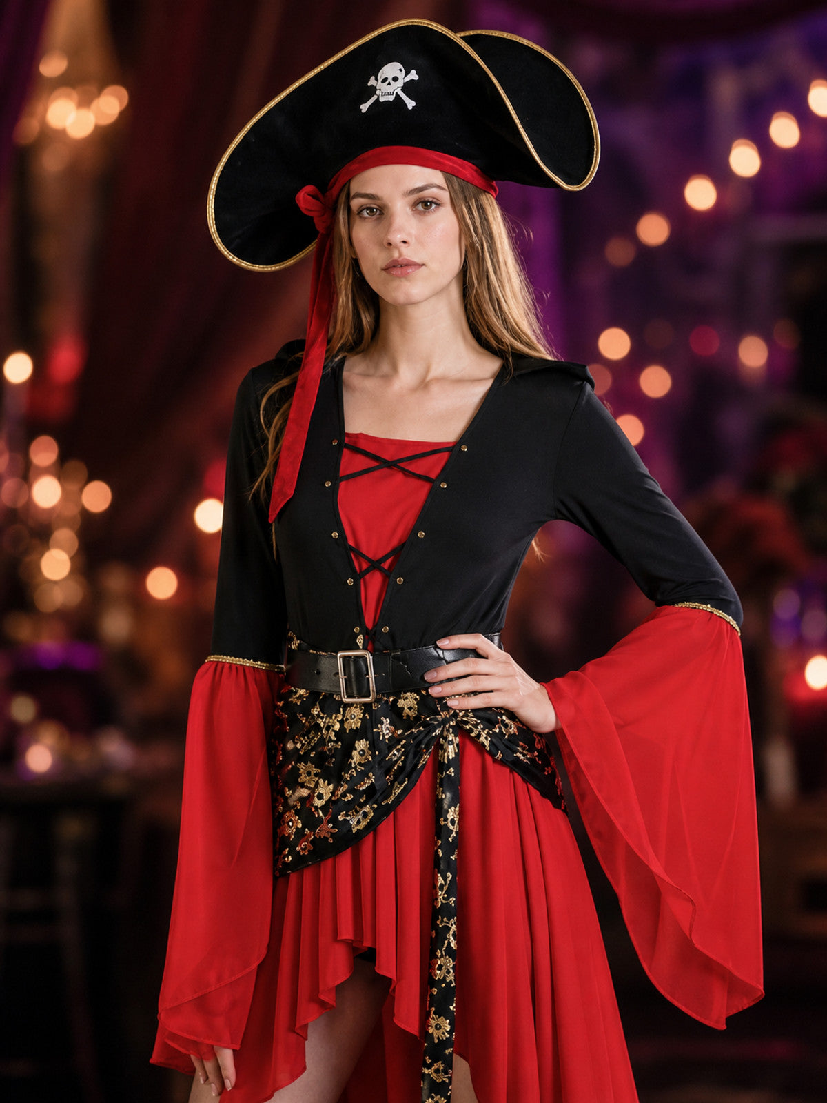 3-Piece Pirate Costume for Halloween on-model view