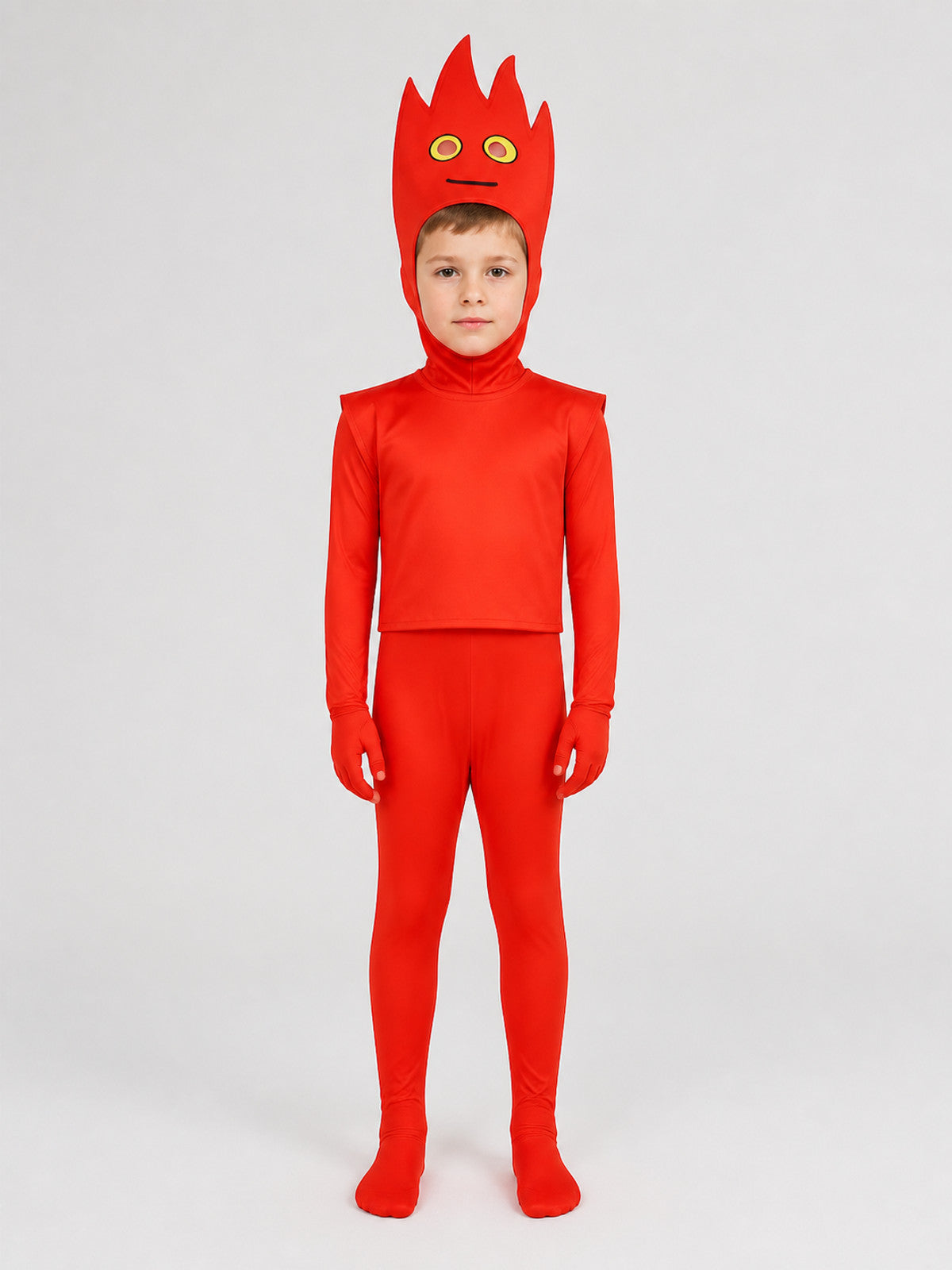 “Fire Hero” Cosplay Costume, Red Jumpsuit on-model view