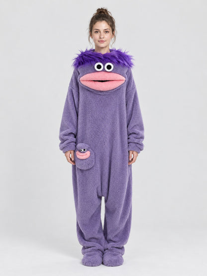 Purple Kigurumi Pajama with 3D Eyes and Mouth
