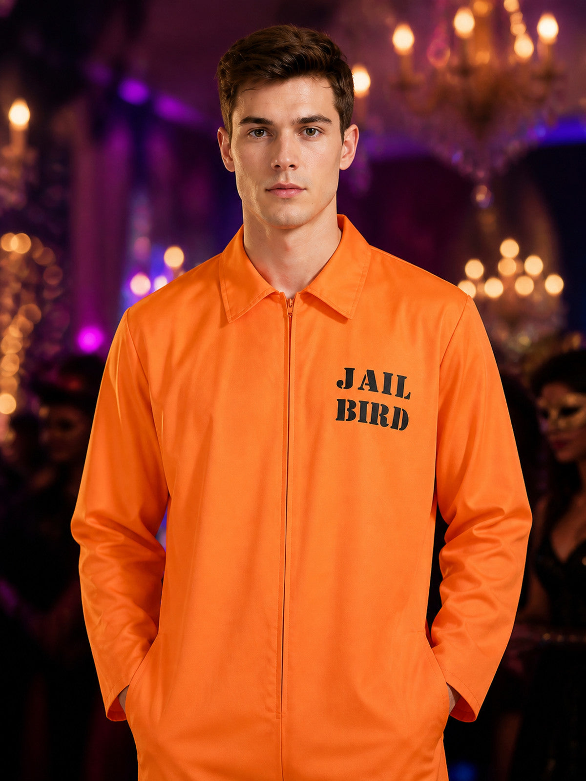 American Prisoner Jumpsuit for Cosplay and Halloween on-model view