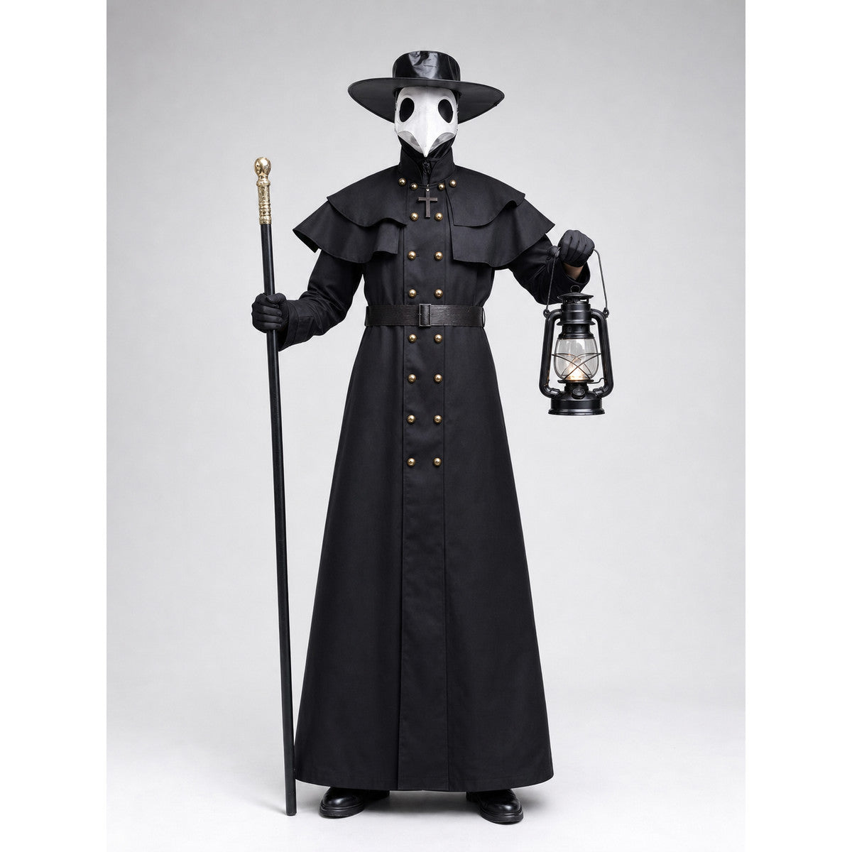 Halloween Plague Doctor Costume with Mask on-model view