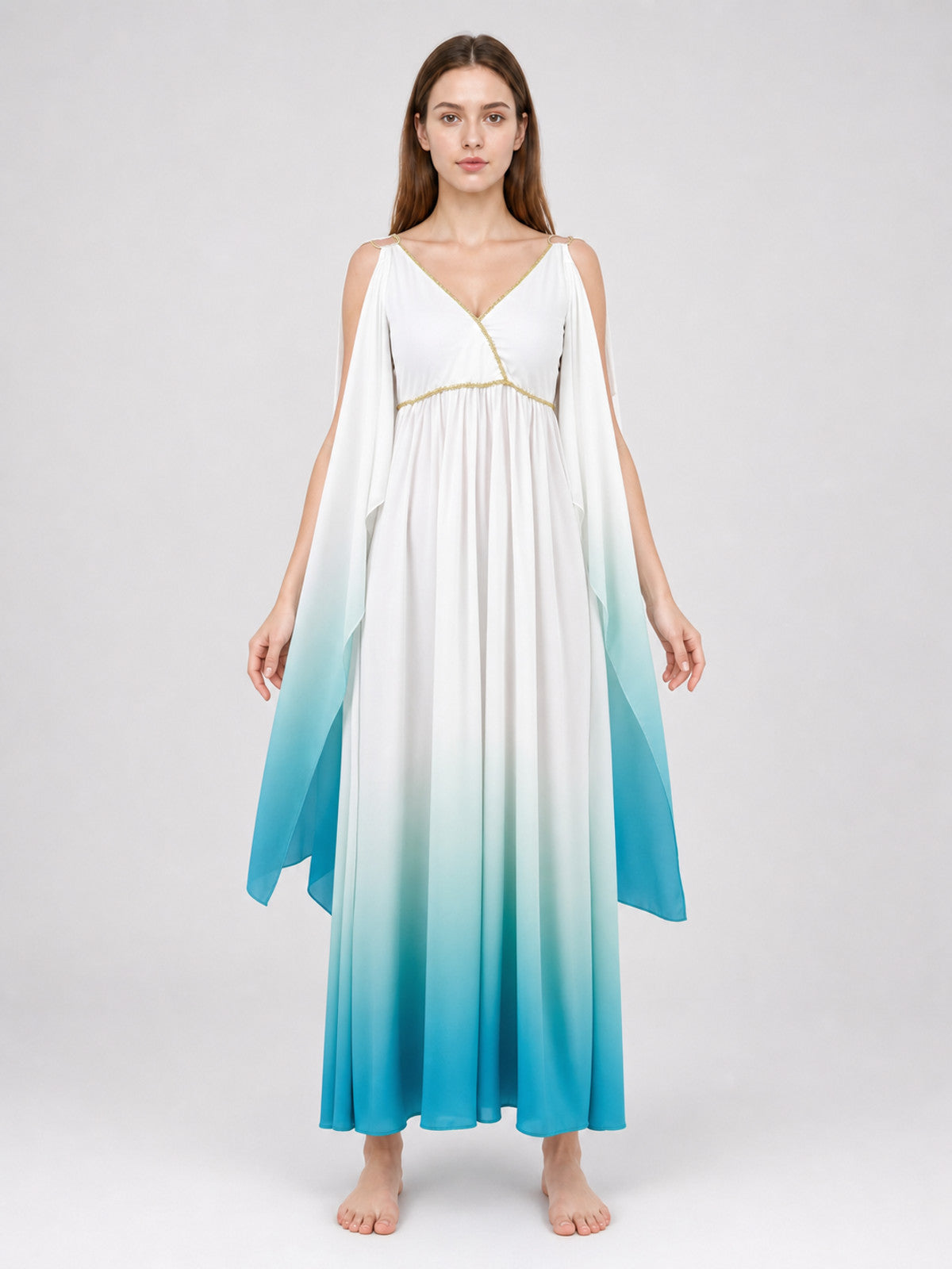 Gradient Maxi Dress with Gold Trim front view