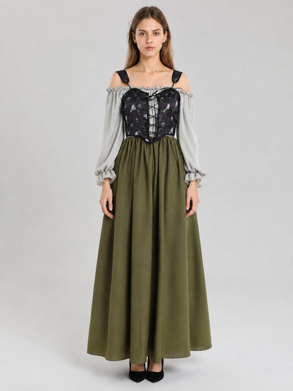 Carnival Costume with Long Dress and Vest on-model view