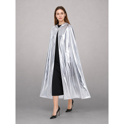 Silver Carnival Cloak with Hood front view