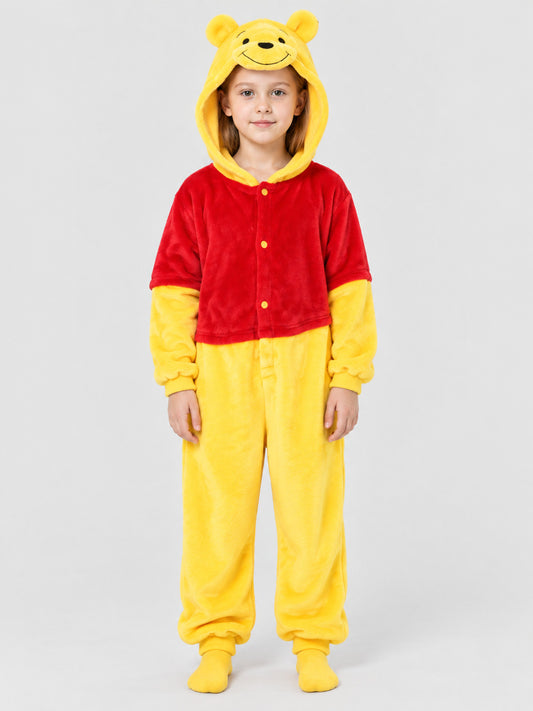 Kids' One-Piece Pajama Jumpsuit with Ears and Applique