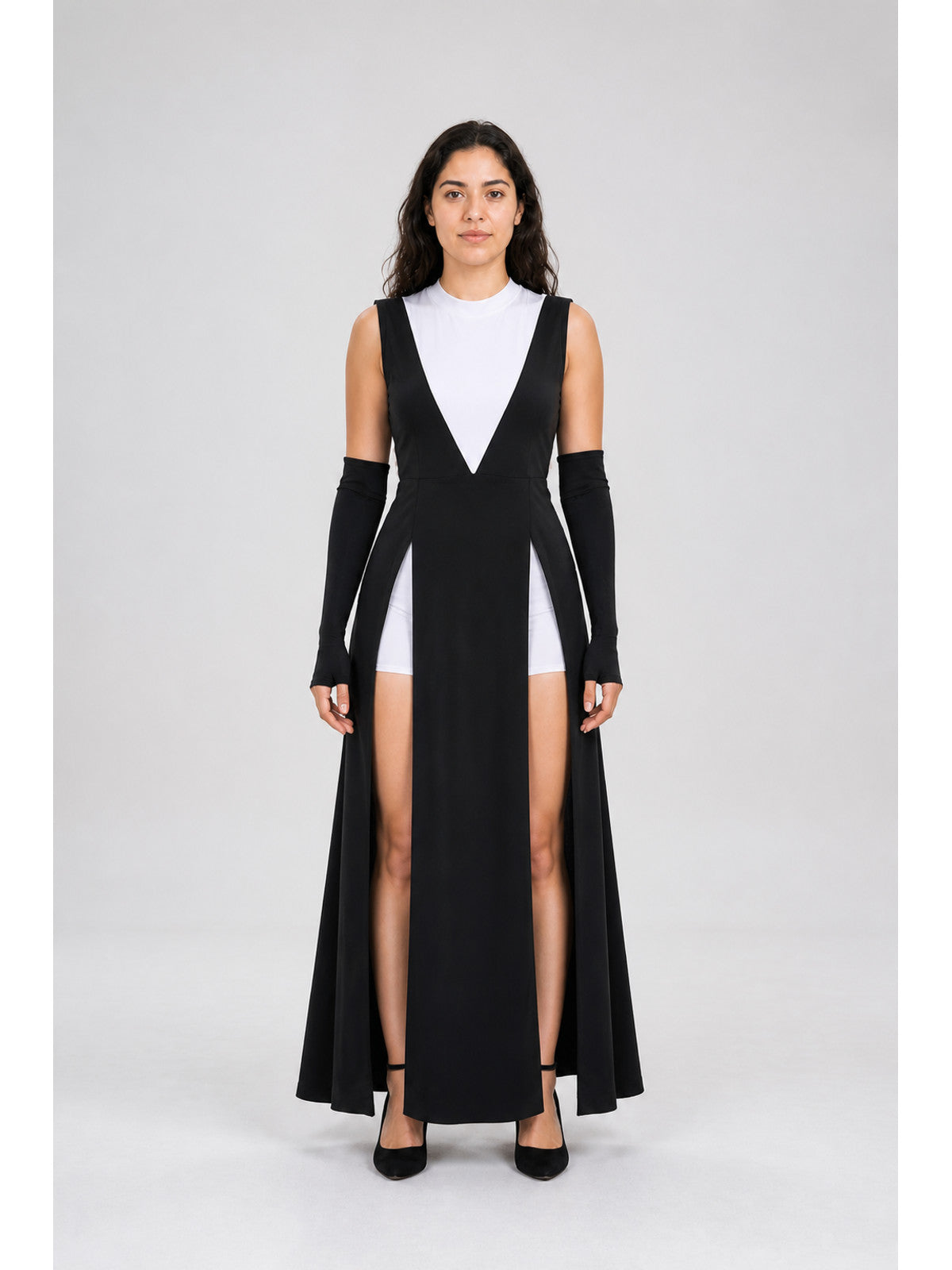 Long Black Sleeveless Ritual Robe main product view