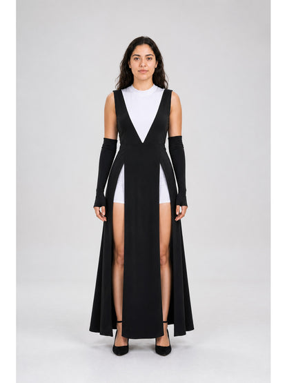 Long Black Sleeveless Ritual Robe main product view