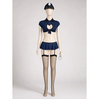 Two-Piece Dark Navy Police Costume with Cap