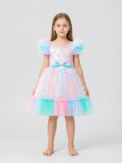 Festive Children’s Princess Dress with Tulle Skirt on-model view