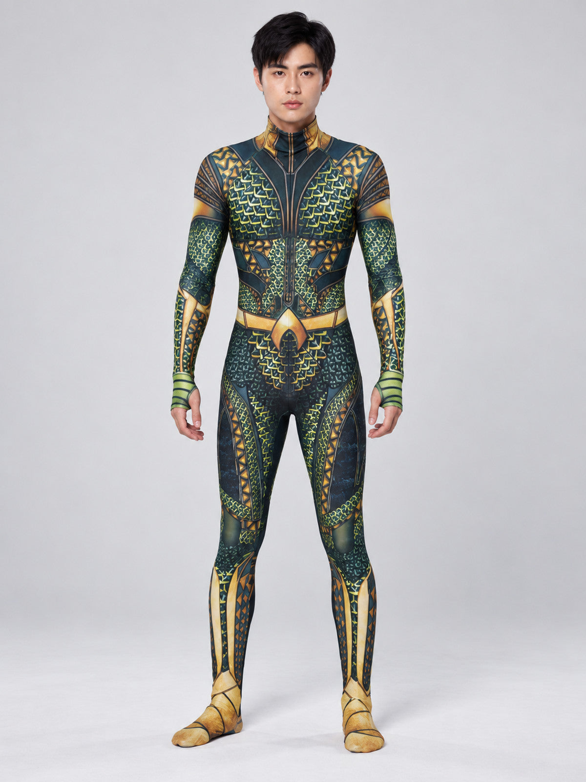 Jumpsuit Costume with High Collar and Pattern on-model view